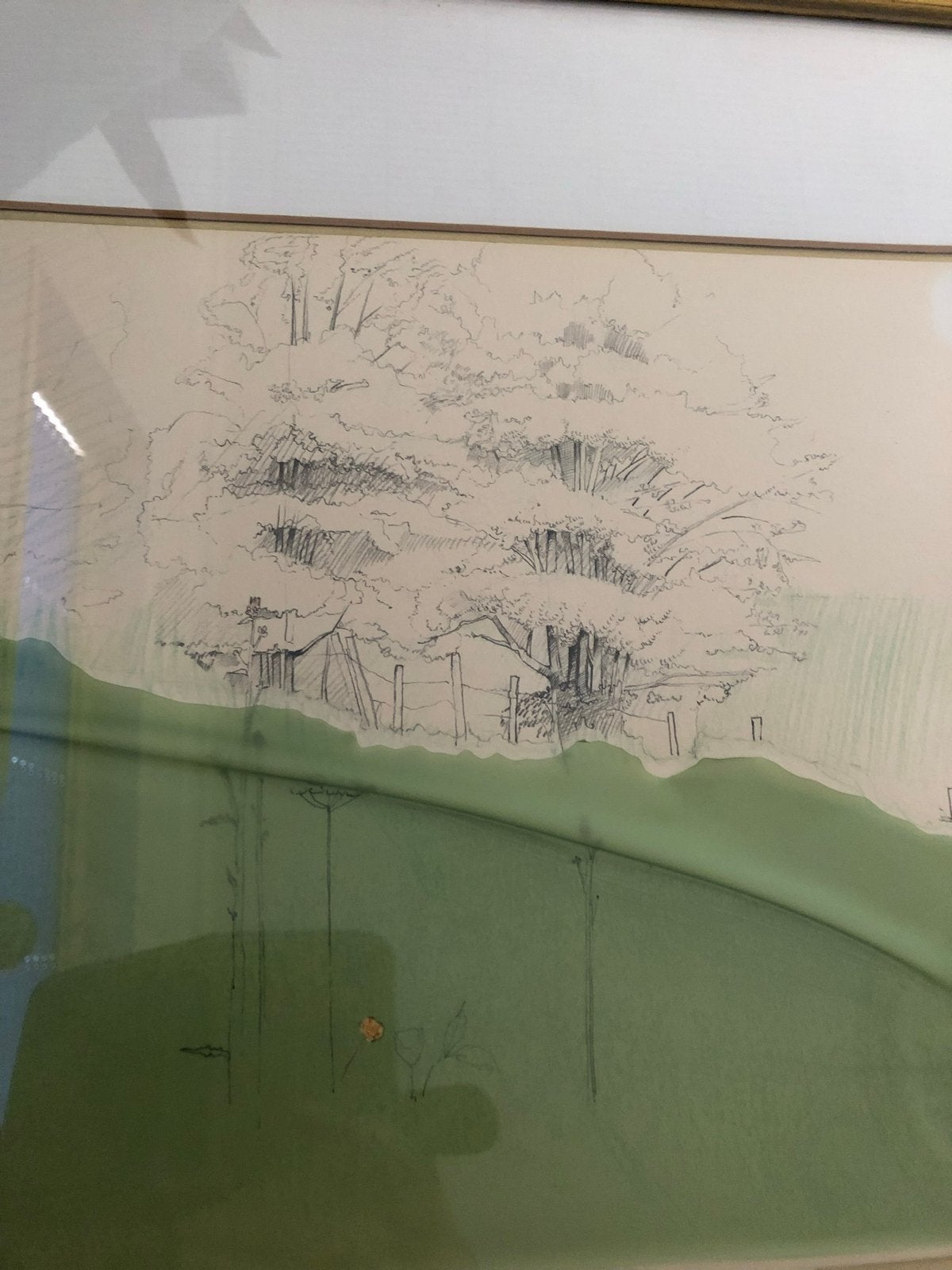Gesigneerde Gemengde Techniek 'Landschap' door Aat Verhoog, Ophalen of Verzenden, Overige typen, Gemengde techniek, Achter glas