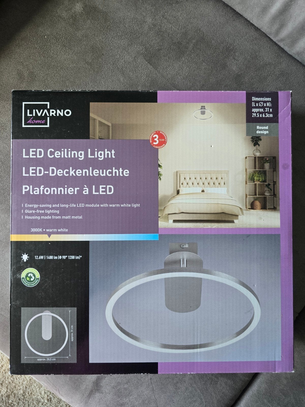 LIVARNO home LED Plafondlamp - Rond, Warm Wit Licht, Minder dan 50 cm, Ophalen of Verzenden, Minder dan 25 cm, Minder dan 100 cm