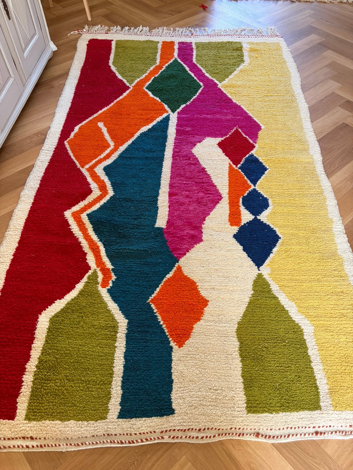 Kleurrijk Marokkaans Berber tapijt, Ophalen, Gebruikt, 150 tot 200 cm, 200 cm of meer