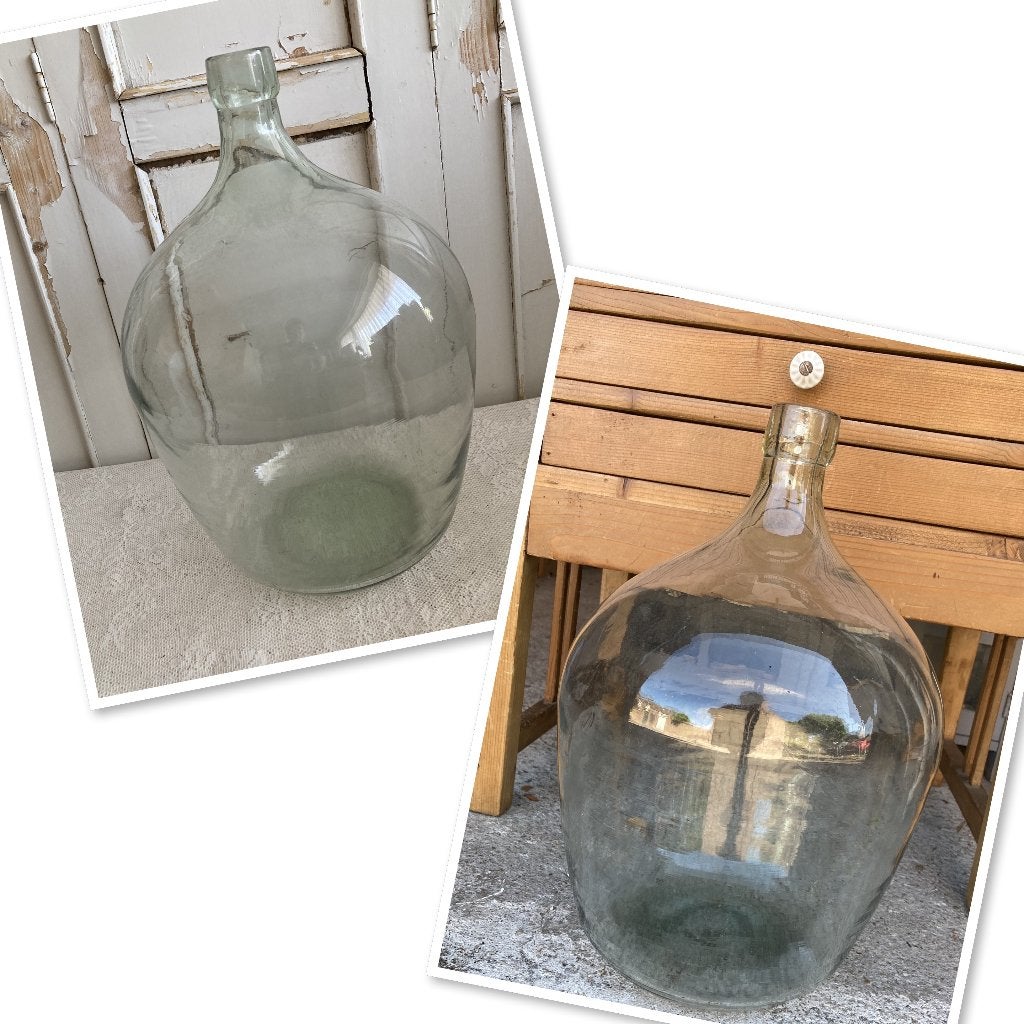 Brocante glazen gistfles - bolvaas, Ophalen