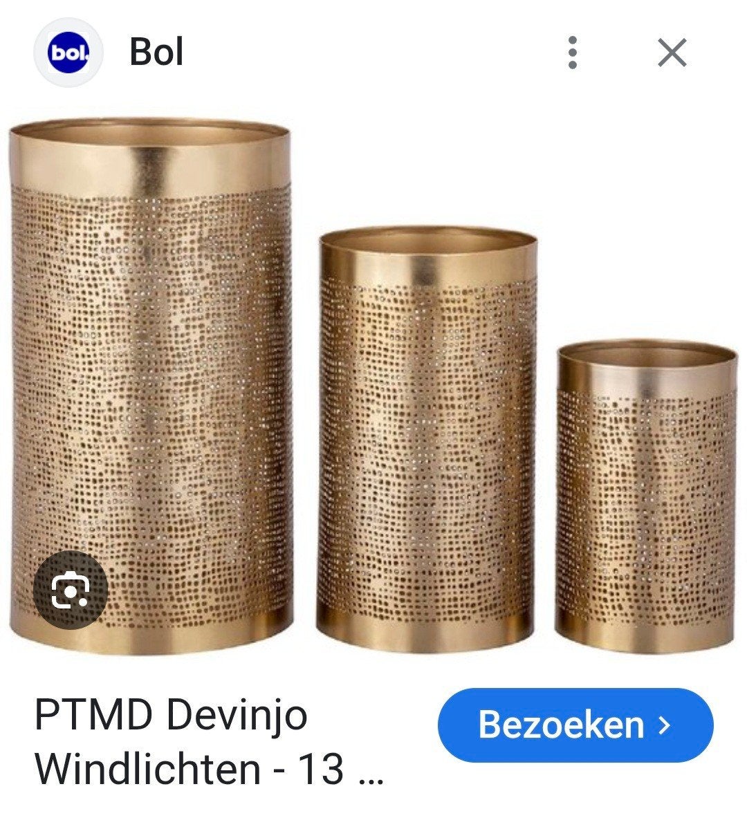 2x set PTMD Devinjio Windlichten - Set van 3 - Goudkleurig, Windlicht, PTMD Collection B.V., Info@ptmd.nl, Nieuw