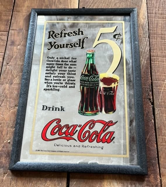 Reclame spiegel  - Coca Cola  -+- 22x32 cm, Verzamelen, Ophalen of Verzenden, Gebruikt, Reclamebord