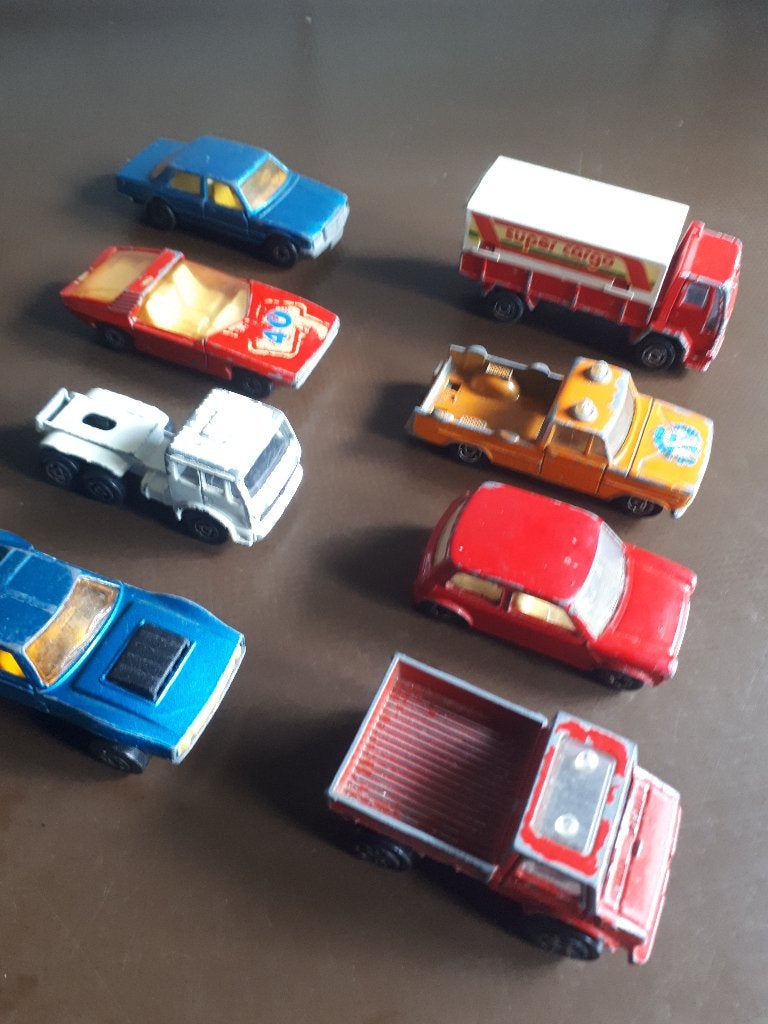 8 autootjes gebruikt Matchbox Majorette Unimog Jaren 70 80, Ophalen of Verzenden, Gebruikt, Auto