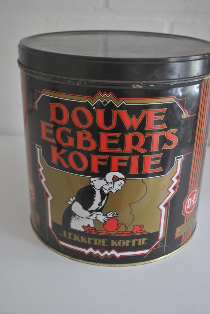 Blik, koffieblik DE, vintage, Verzamelen, Blikken, Gebruikt, Koffie, Douwe Egberts, Ophalen of Verzenden