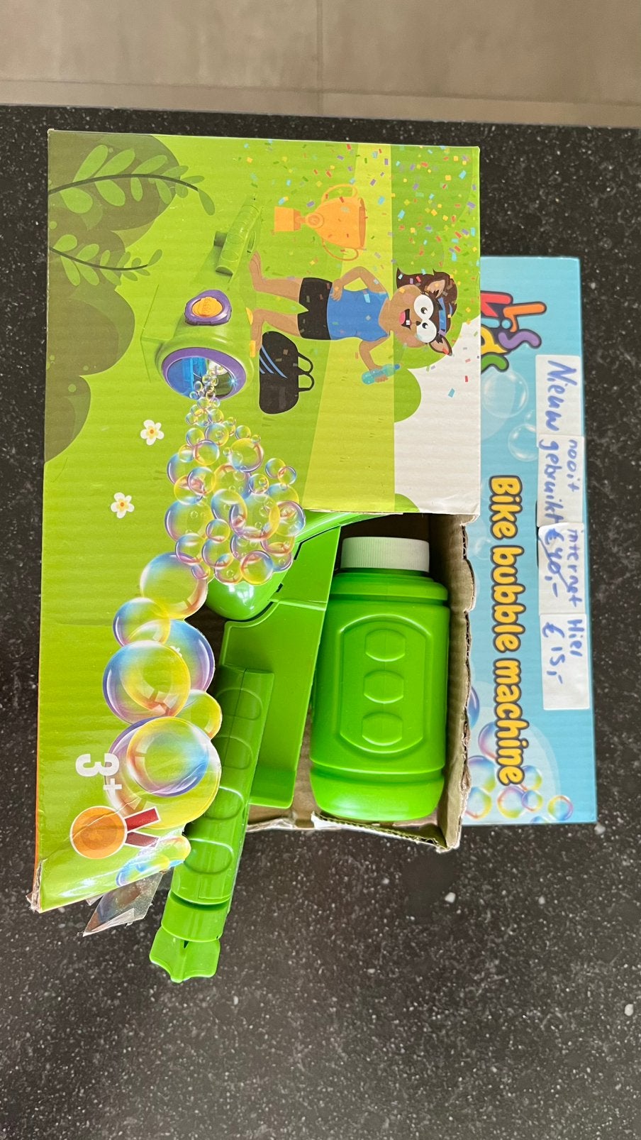 Bike bubble machine bellenblaasmachine voor op fiets nieuw, Kinderen en Baby's, Speelgoed | Overig, Ophalen of Verzenden, Zo goed als nieuw