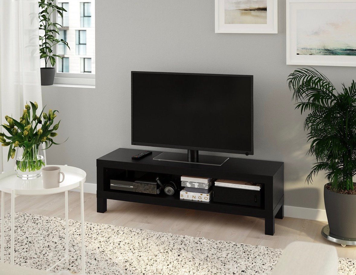 IKEA Lack tv kast zwart/bruin 120x35x36 cm zgan, Ophalen, 100 tot 150 cm, Scandinavisch, Zo goed als nieuw