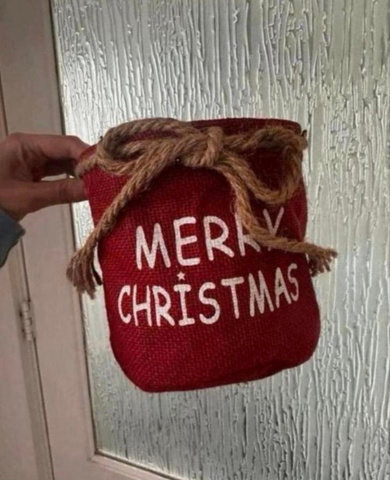 Merry christmas jute bloempot met strik - rood model, Ophalen of Verzenden, Zo goed als nieuw