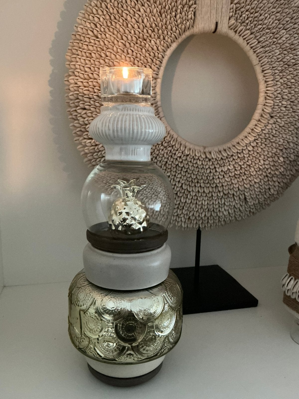 Kandelaar, waxinelicht houder, kaarshouder, Ophalen of Verzenden, Zo goed als nieuw, Glas