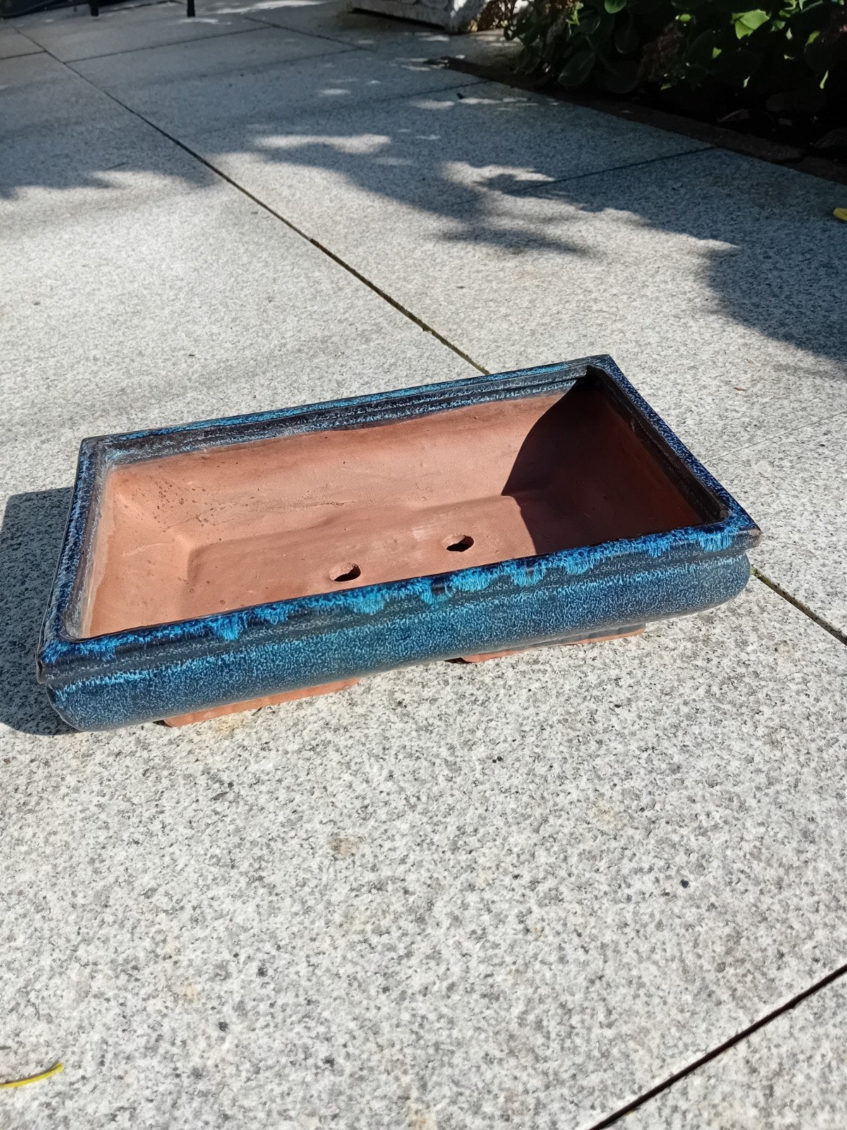 Keramieken Bonsai Schaal - Rechthoekig, Blauw Geglazuurd, 25 tot 40 cm, Gebruikt, Ophalen of Verzenden, Minder dan 40 cm