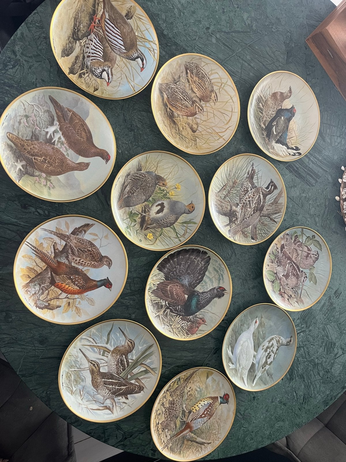 Franklin Porcelain 'Gamebirds of the World' borden, Antiek en Kunst, Ophalen