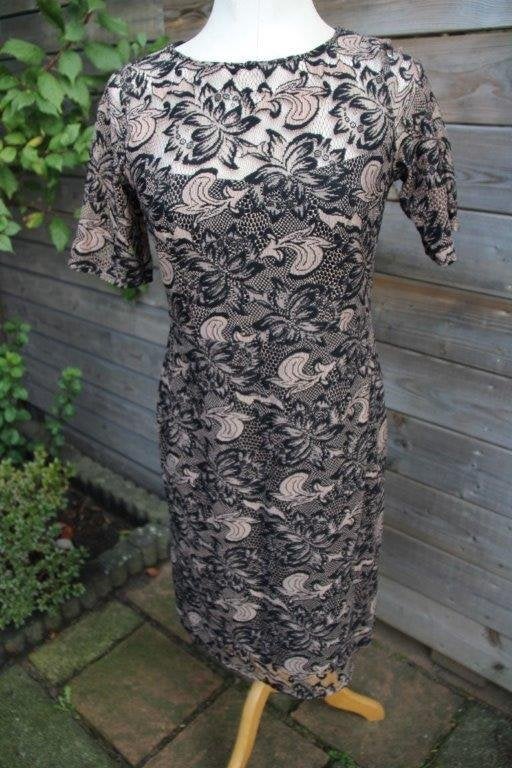 Jurk zwart/ camel Vanilia mt S/M Vaste prijs AANBIEDING, Maat 38/40 (M), Vanilia, Zwart, Ophalen of Verzenden