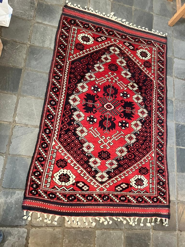 Vintage tapijt Perzisch turks 100 x 160 cm., Ophalen of Verzenden, Gebruikt, Rechthoekig