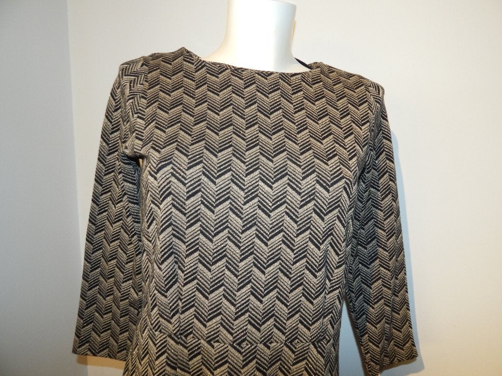 King Louie prachtige jurk goud zwart motief mt S, Kleding | Dames, Jurken, Zo goed als nieuw, Knielengte, King Louie, Maat 36 (S)
