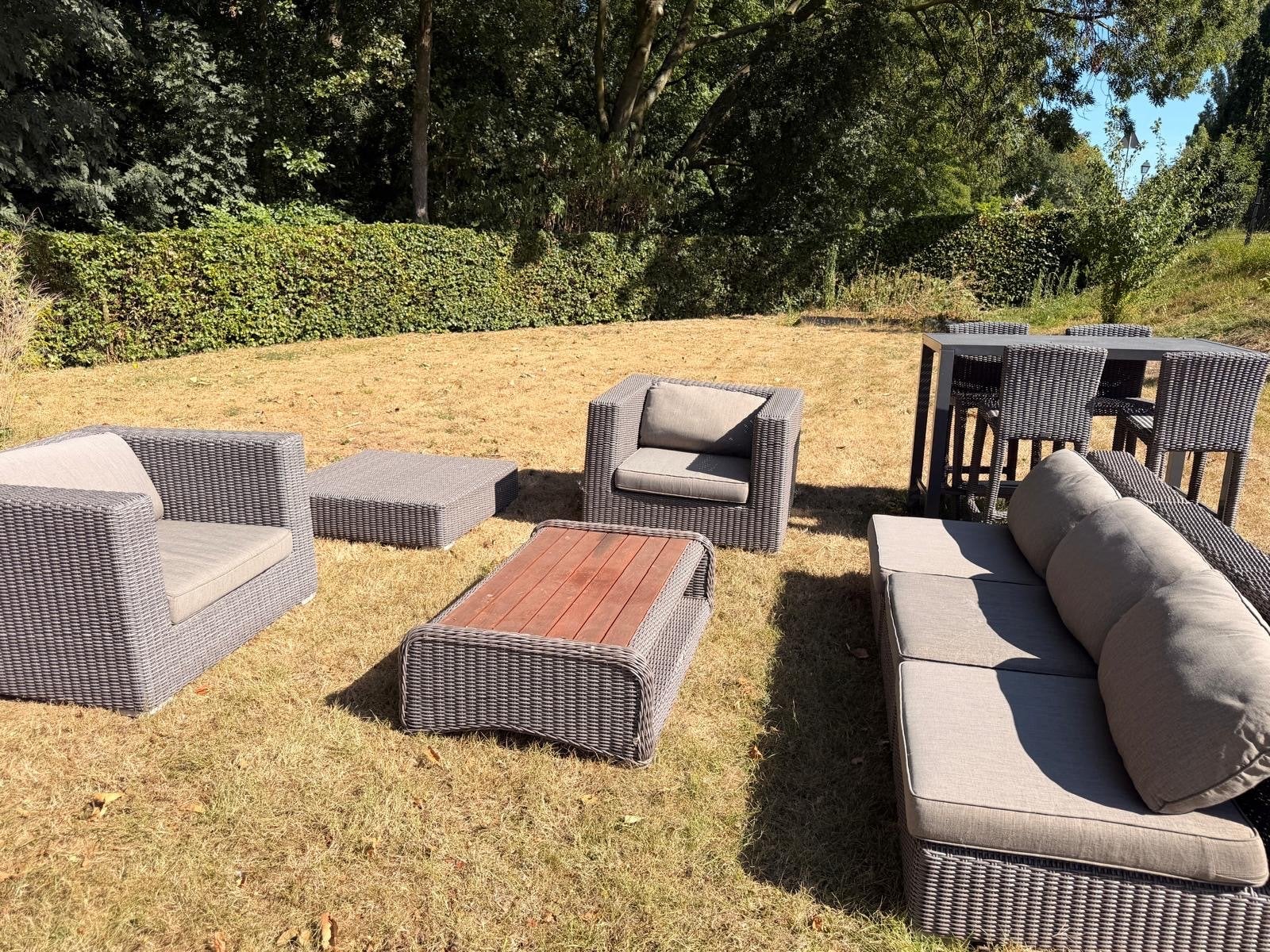 Complete Wicker Loungeset en Tuinset met Barset, Ophalen, Gebruikt, Meer dan 8 zitplaatsen, Loungeset