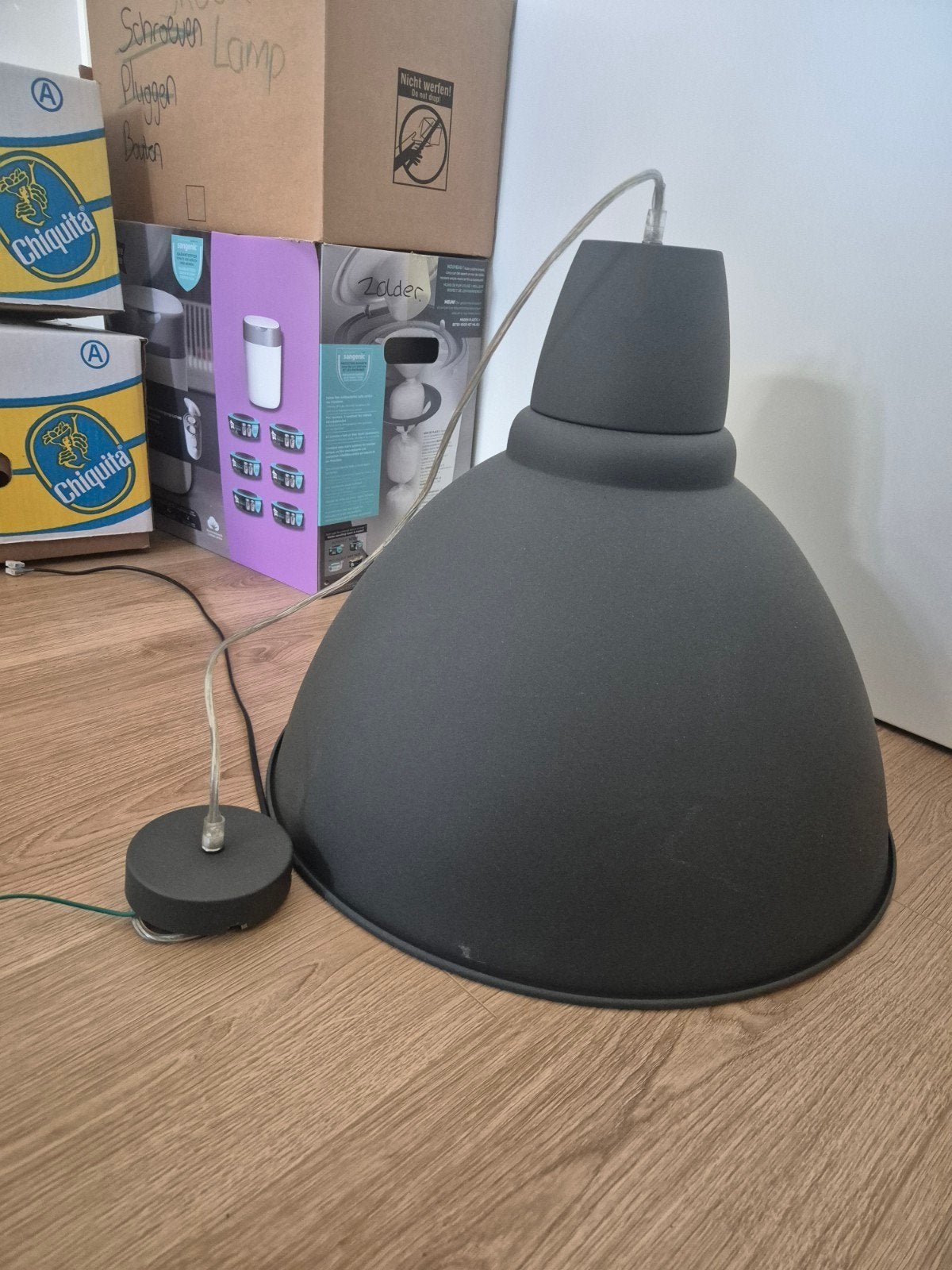 Kwantum Hanglamp Scope - Zwart, E27 fitting, Ophalen, Gebruikt, E27 (groot), Metaal