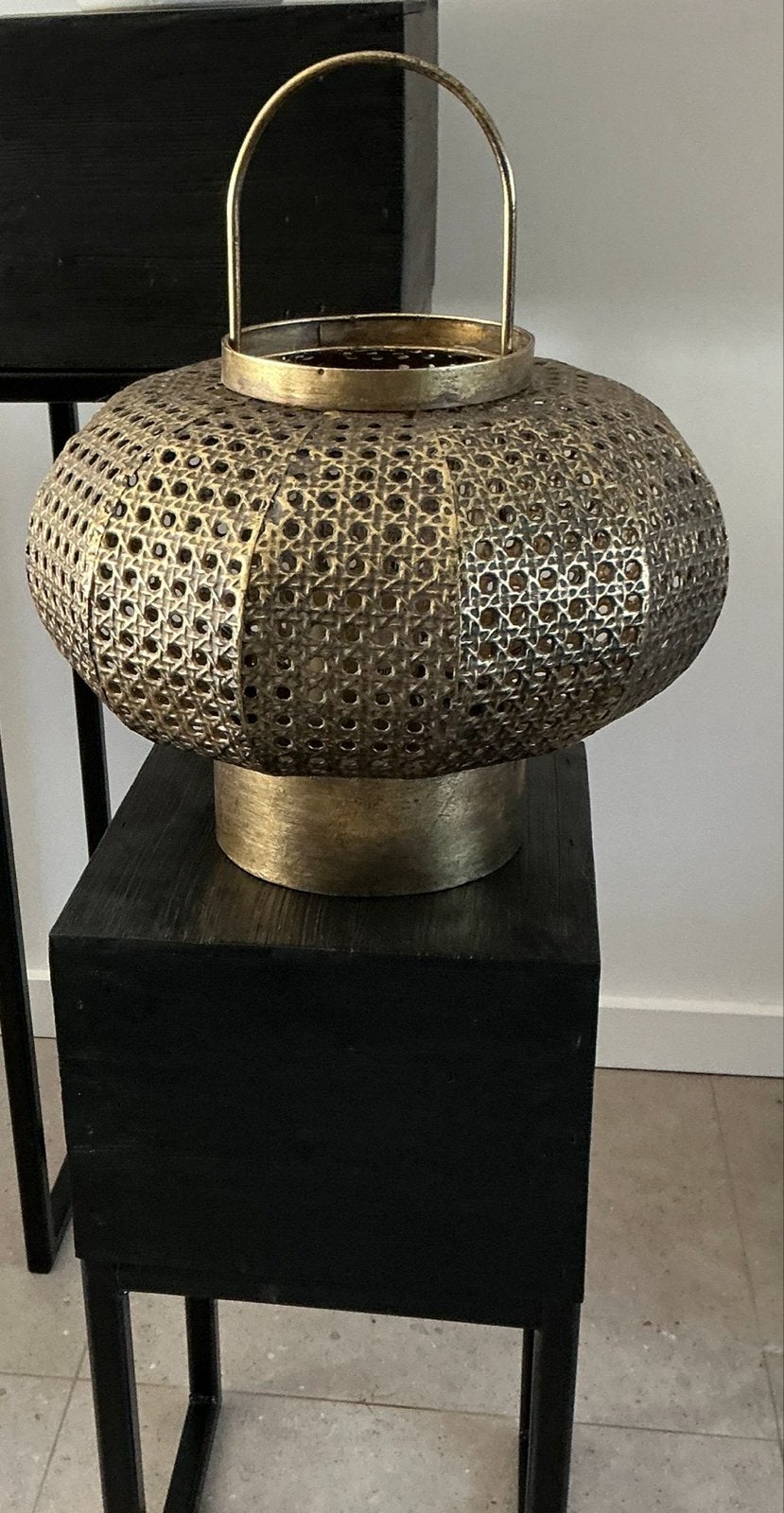 Groot Marokkaans Windlicht - Oosterse Sfeerlamp, Huis en Inrichting, Woonaccessoires | Overige, Ophalen, Gebruikt, Oosters, Goud
