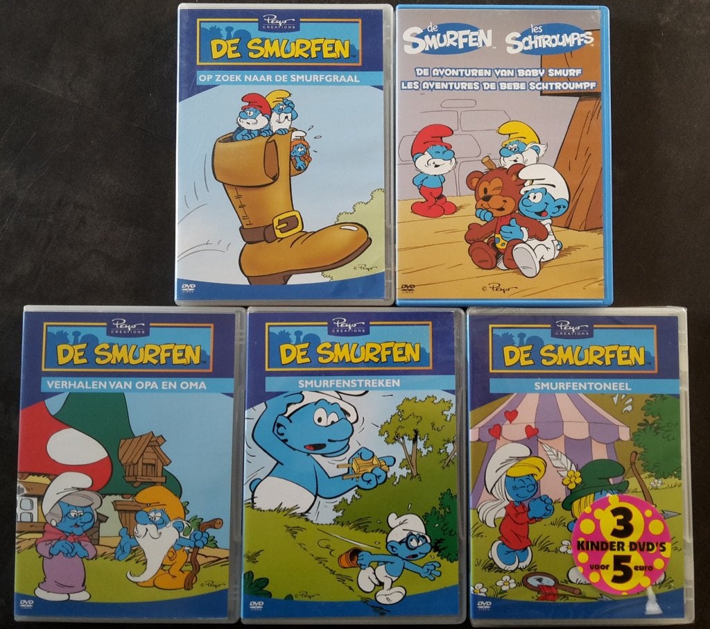 DVD Set - De Smurfen - Tekenfilm 5 DVDs, Alle leeftijden, Ophalen of Verzenden, Zo goed als nieuw, Avontuur