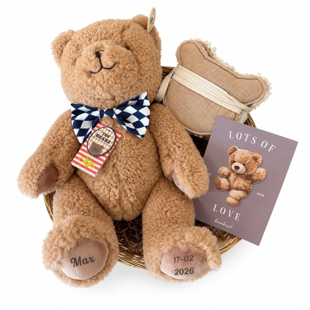 Kraamcadeau geboorte baby mand Teddy bear
