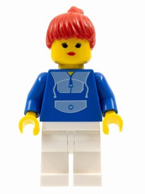 LEGO City par024 Jogging Suit - White Legs, Red Ponytail Hai, Lego, Ophalen of Verzenden, Minifiguur, City
