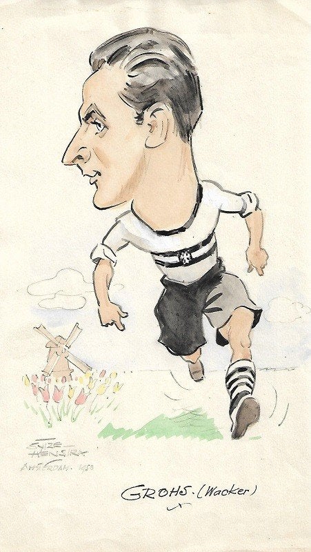 Uniek! Groot formaat voetbal karikaturen Bondselftal -Wacker, Verzamelen, Ophalen, Overige binnenlandse clubs, Overige typen