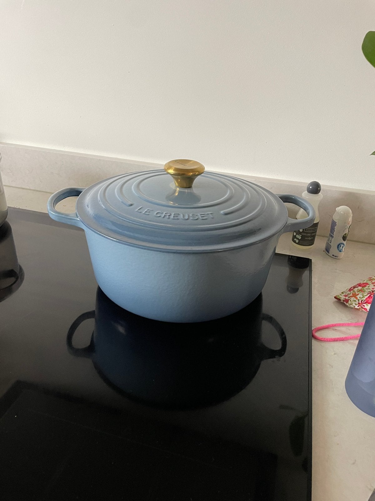 Le Creuset Braadpan 6,7L, 28cm, chambray, Ophalen, Met deksel, Le Creuset, Zo goed als nieuw