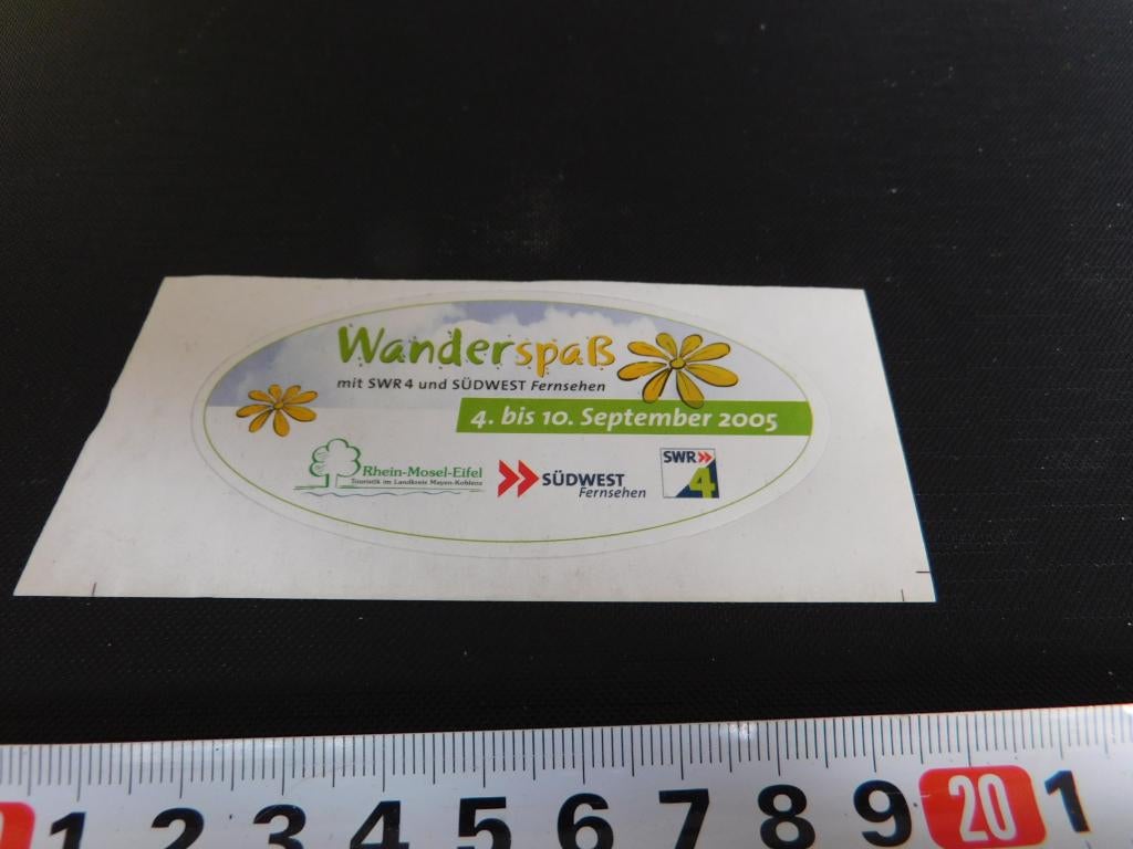 sticker wanderspaß mit SWR 4 und südwest fernsehen 2005, Ophalen, Zo goed als nieuw