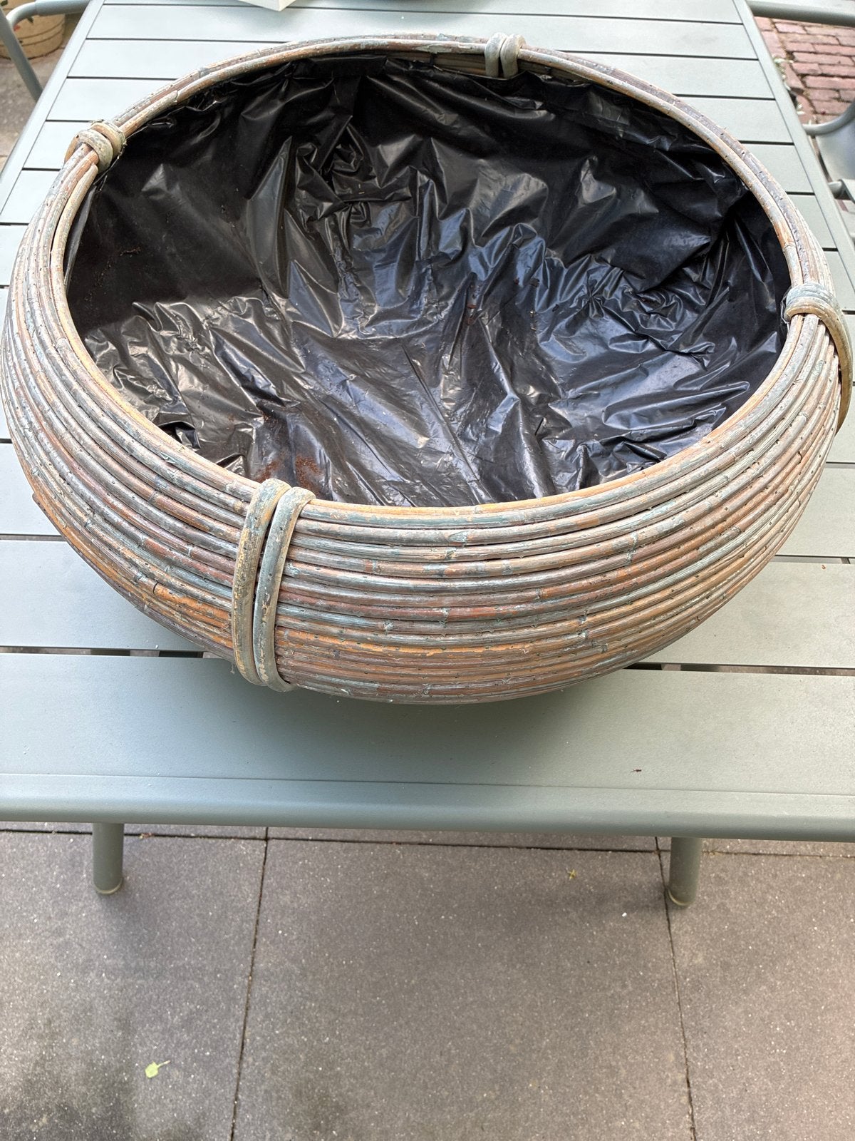 Rotan plantenbak / bloempot - Rond - Diameter 65cm, Ophalen, Overige materialen, Gebruikt, Minder dan 30 cm