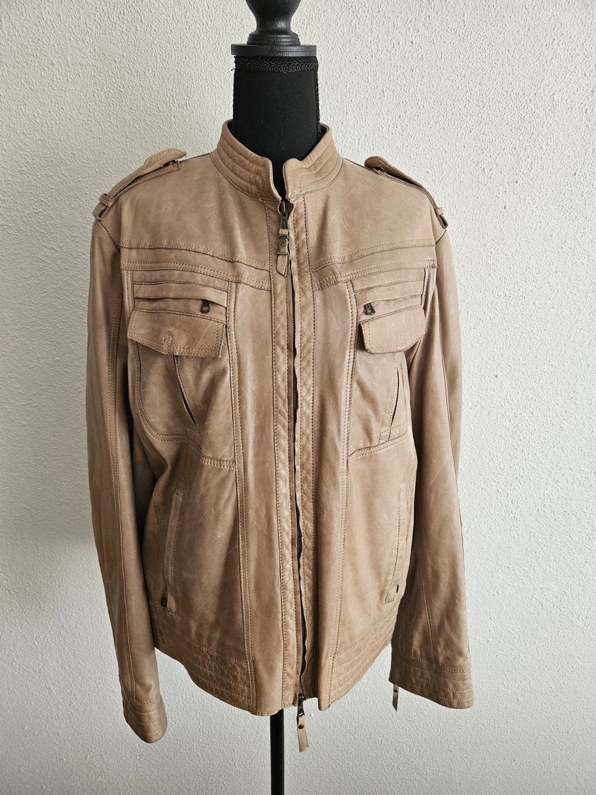 Preview Milano Leren Jas Maat 50 Beige Heren, Maat 48/50 (M), Beige, Preview Milano, Ophalen of Verzenden