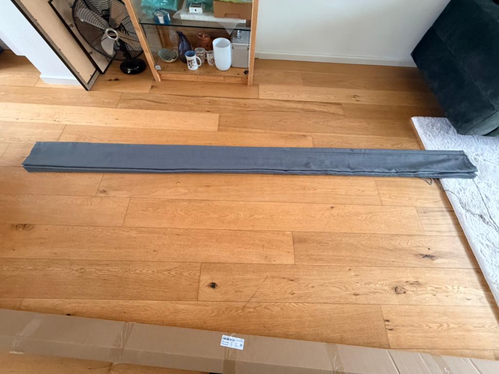 Vouw gordijn 3.06 meter, Huis en Inrichting, Stoffering | Gordijnen en Lamellen, Ophalen, Gebruikt, Grijs