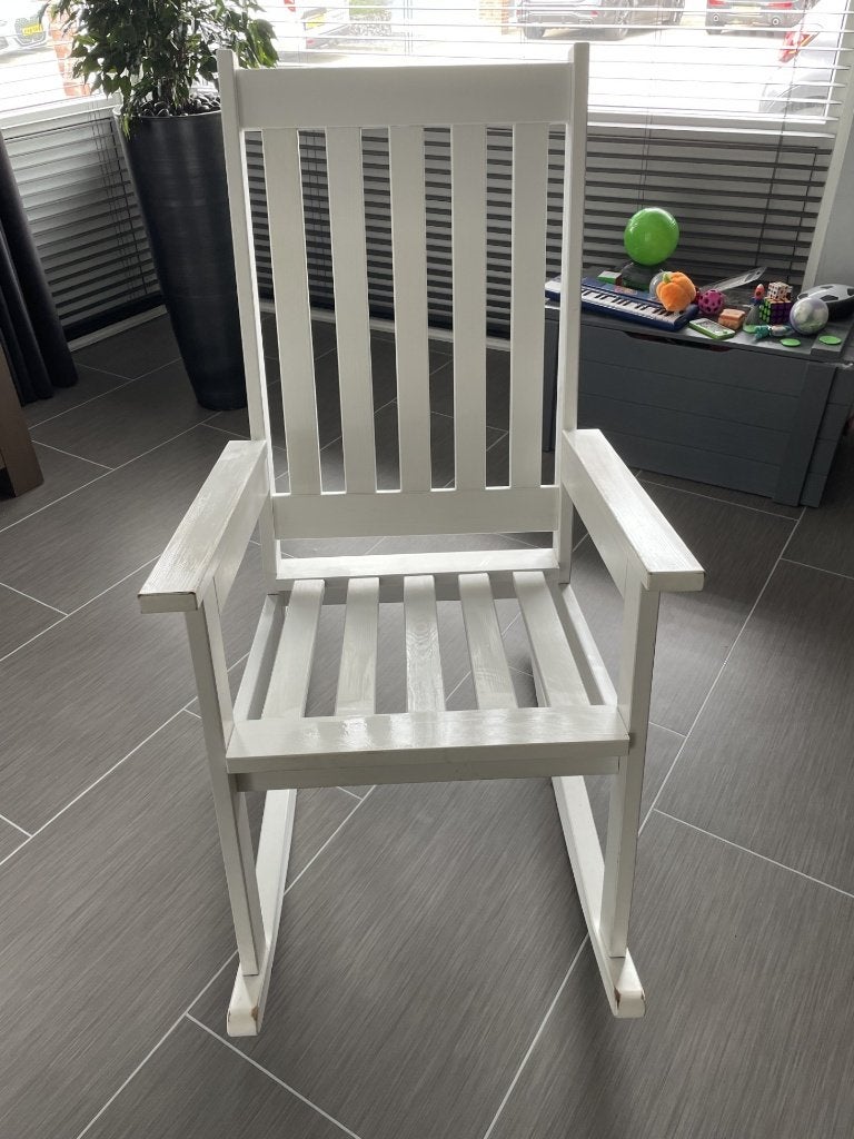 Witte houten schommelstoel, Huis en Inrichting, Ophalen, Gebruikt, Wit, Eén