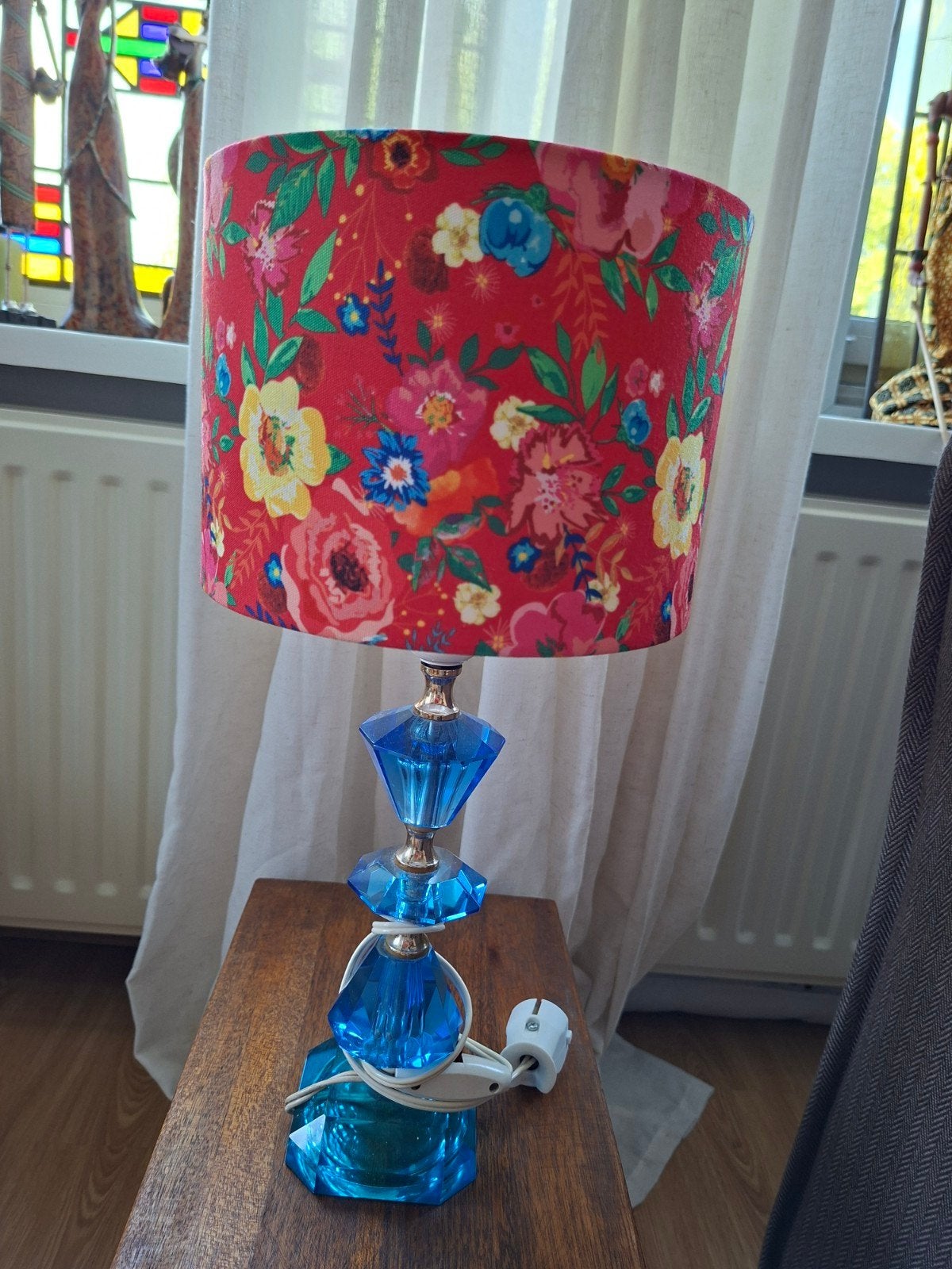 #Vintage #glazen tafellamp, Ophalen of Verzenden