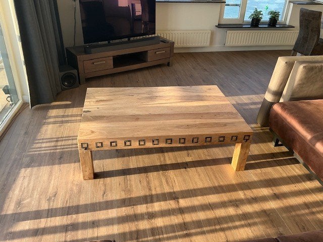 Teakhouten Salon tafel, Ophalen, Gebruikt, 100 tot 150 cm, Teakhout