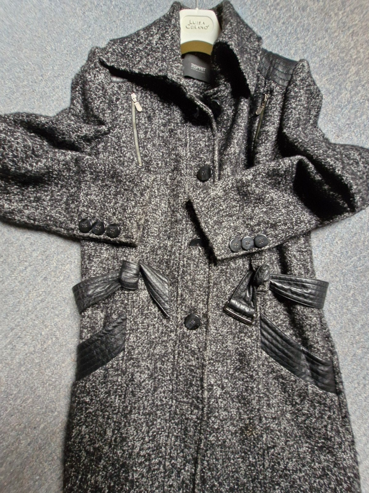 Stijlvolle Esprit winterjas met leren details, Maat 38/40 (M), Ophalen of Verzenden, Grijs, Gedragen