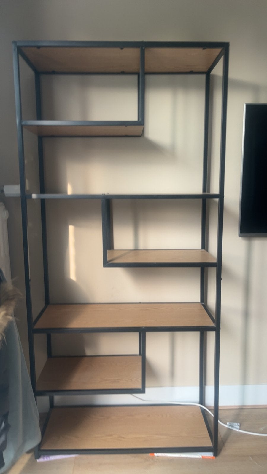 Moderne open kast met metalen frame en houten planken, Ophalen, Met plank(en), 50 tot 100 cm, Zo goed als nieuw