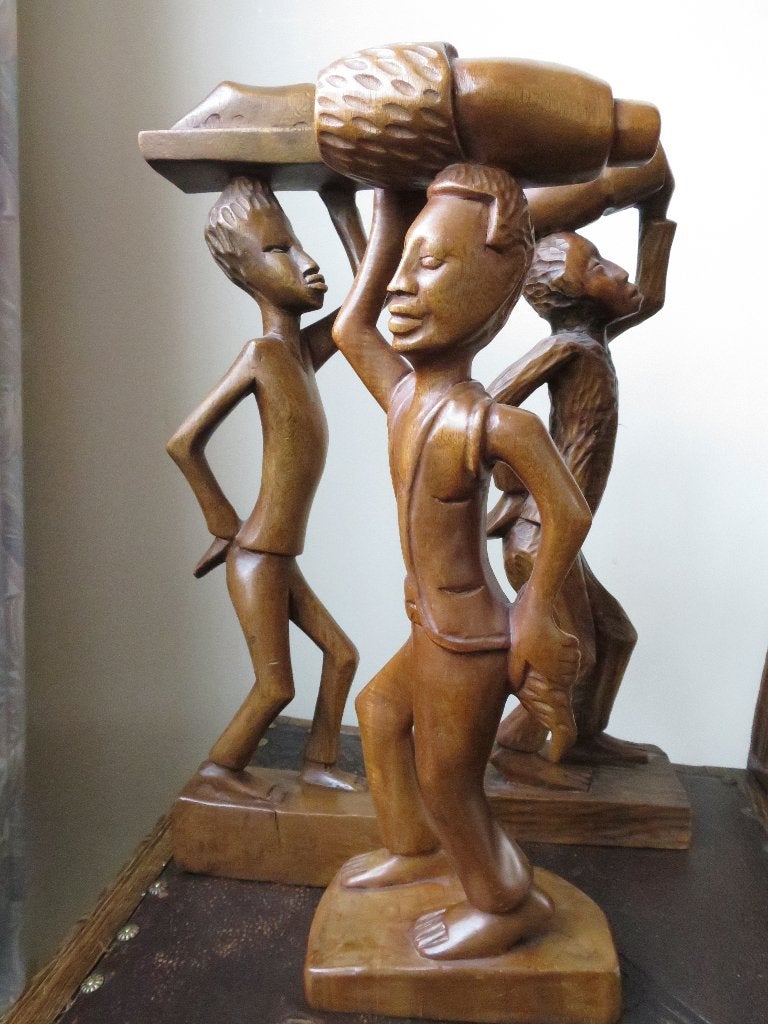 3 mooi uit hout gesneden beelden 40 cm, Antiek en Kunst, Kunst | Beelden en Houtsnijwerken, Ophalen of Verzenden