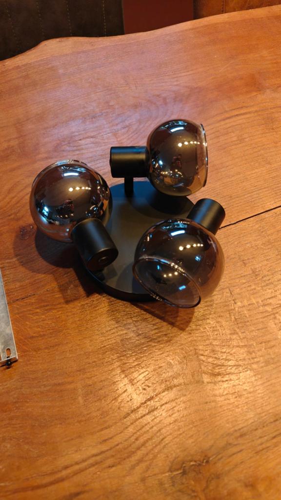 Plafondlamp met smokeglas - 3x E14 fitting, Ophalen of Verzenden, Zo goed als nieuw, Glas, Modern, Industrieel