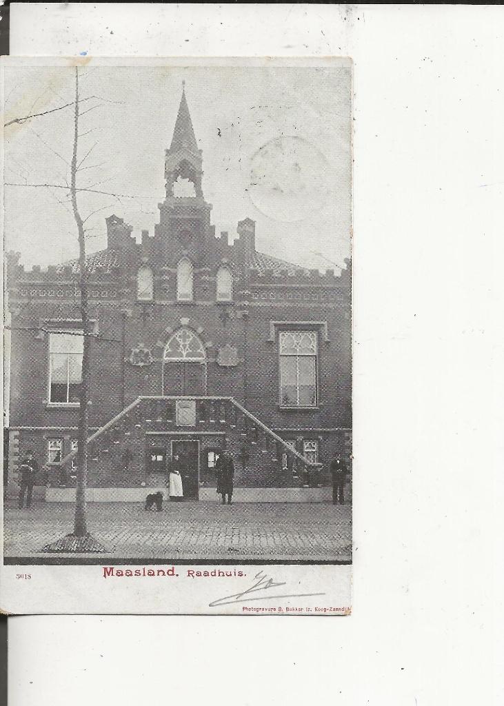 Maasland KR-Maasland 17 aug 1901 Raadhuis met politieagent, Ophalen of Verzenden, Voor 1920, Ongelopen, Zuid-Holland