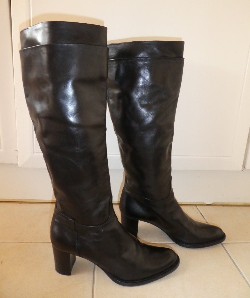 Lorenzo Masiero laarzen maat 38 hoog zwart leer hak 6 cm, Kleding | Dames, Schoenen, Hoge laarzen, Verzenden, Zwart, Lorenzo Masiero