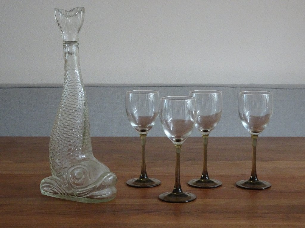 Mooie vintage karaf en glazen, Ophalen