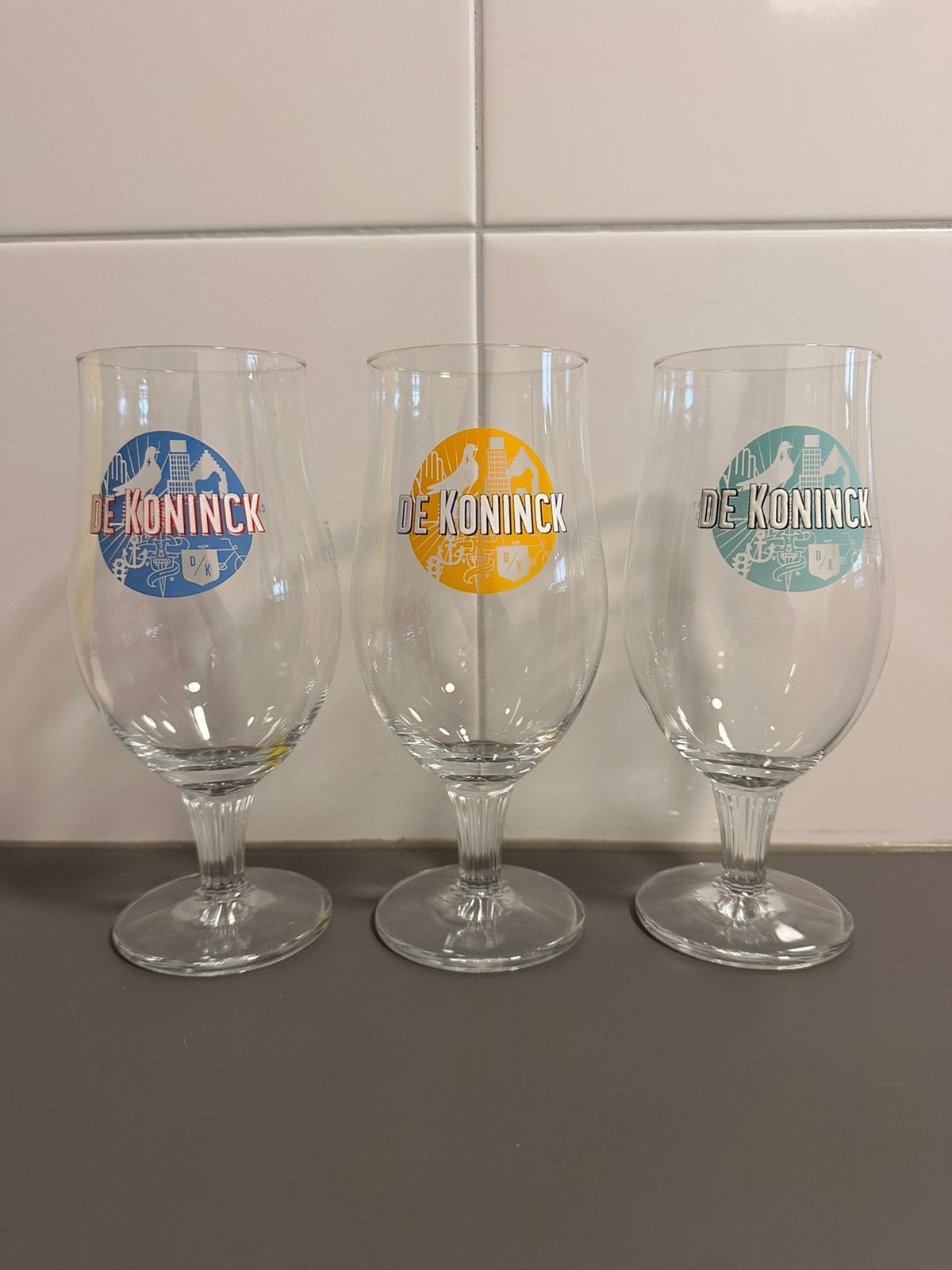 3x De Koninck speciaalbierglazen (33cl), Ophalen of Verzenden, Zo goed als nieuw, Bierglas