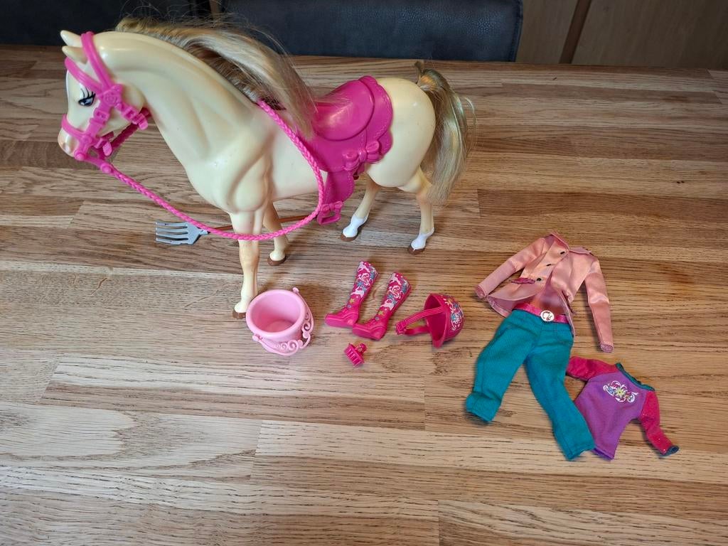 Barbie paard met ruiterkleding en accessoires, Ophalen of Verzenden, Gebruikt, Jongen of Meisje