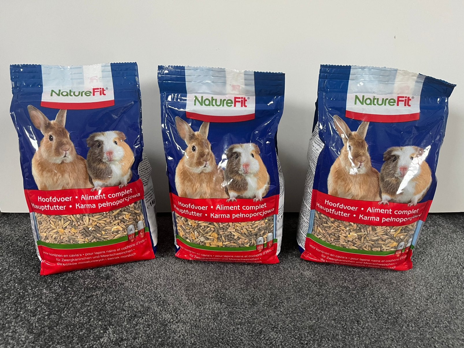 NIEUW - 3x1kg NatureFit hoofdvoer konijnen/ cavia’s, Dieren en Toebehoren, Dierenvoeding, Ophalen of Verzenden, Knaagdier of Konijn