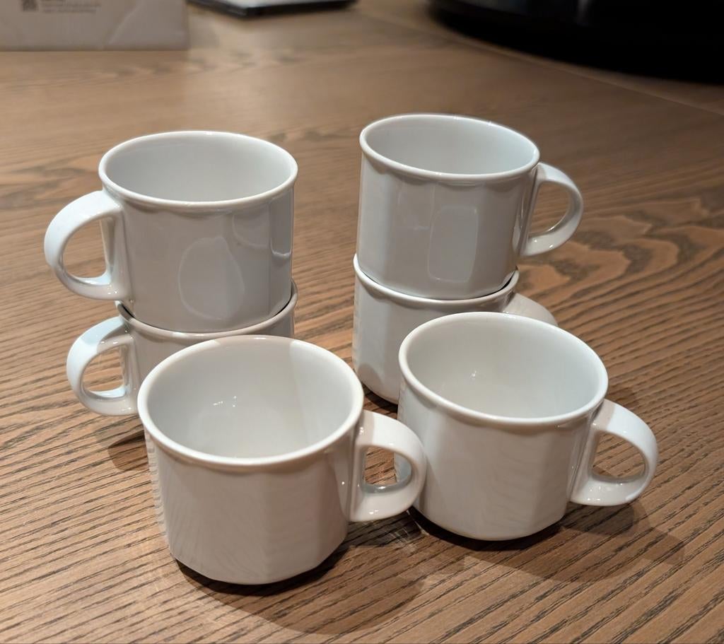 Set van 6 witte koffiekopjes - HAKVOORT HORECA, Ophalen, Gebruikt, Keramiek, Effen