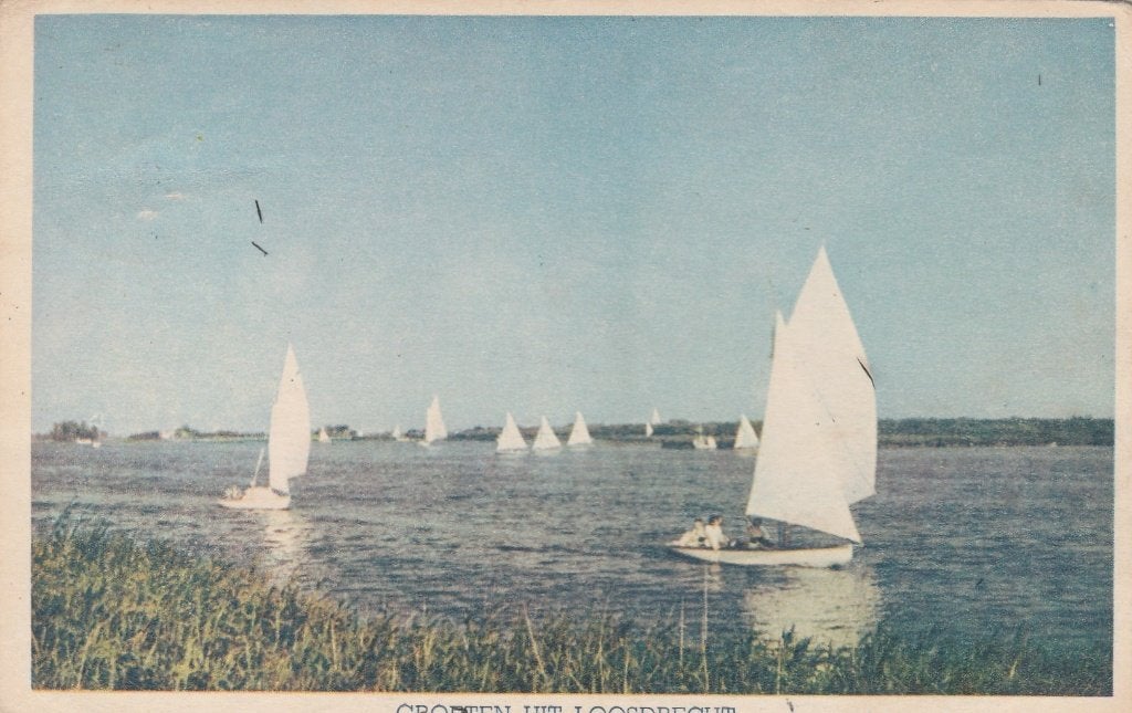 LOOSDRECHT Zeilen op de Plassen Groeten kl.f. 1947, Verzenden, 1940 tot 1960, Gelopen, Noord-Holland