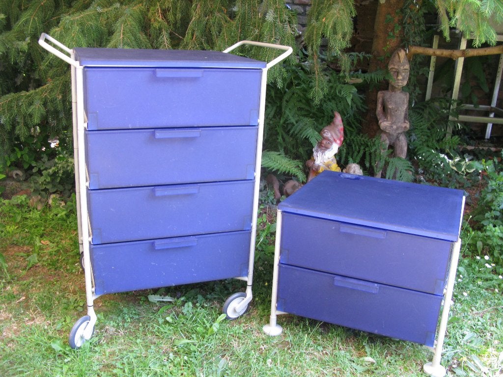2 KARTELL CONTAINERS/KASTEN "MOBIL" DESIGN BLAUW, Ophalen, Minder dan 50 cm, 5 laden of meer, Minder dan 100 cm