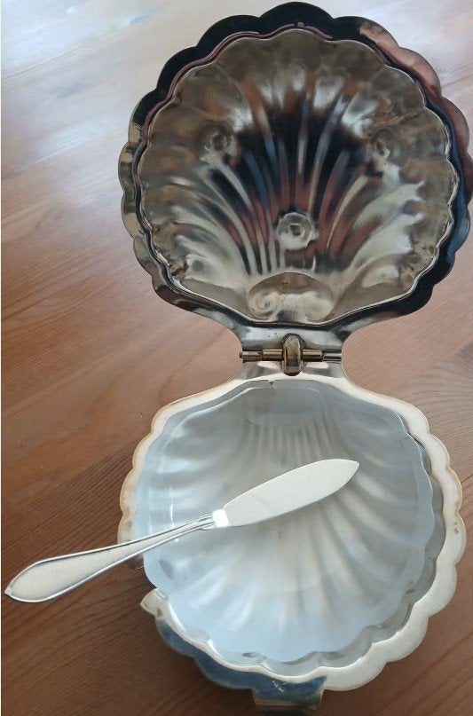 Zilverkleurige Schelpvormige Boter- of Kaviaarschaal, Ophalen of Verzenden