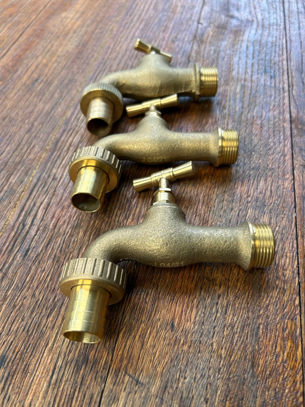 3 Messing buitenkranen 3/4 met slangwartel, Doe-het-zelf en Verbouw, Ophalen of Verzenden, Nieuw, Koper, Kraan