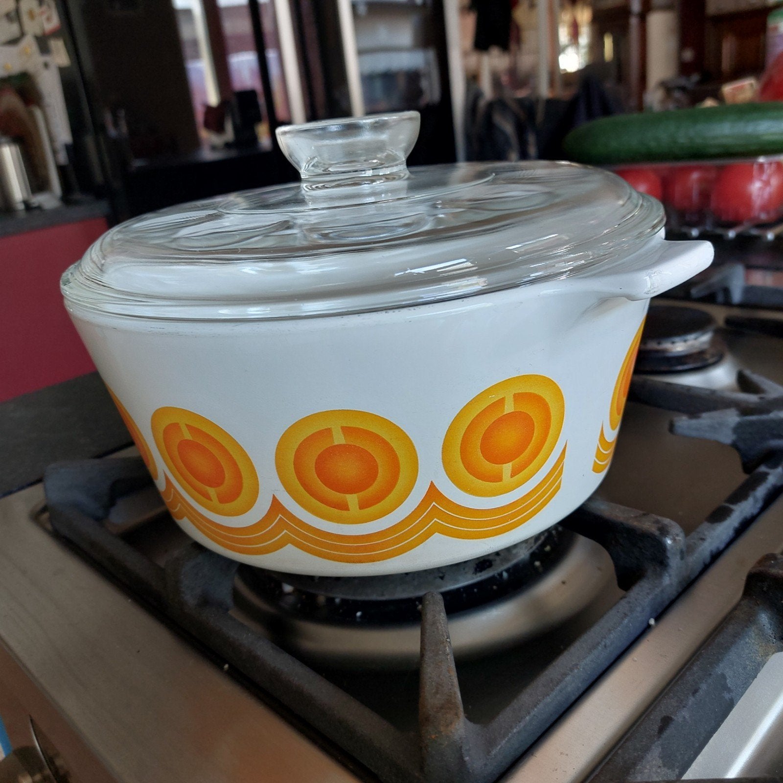 Vintage Pyrofam Electro Kookpan met Deksel - Oranje Design, Ophalen of Verzenden, Gebruikt, Kookpan