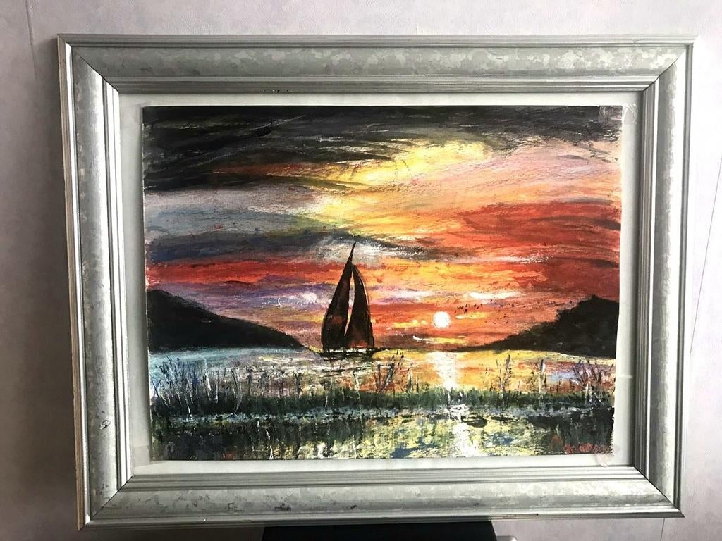 Schilderij " Conner of happyness ". Oliverf., Antiek en Kunst, Kunst | Schilderijen | Klassiek, Ophalen of Verzenden