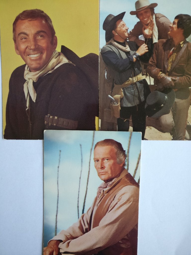 3X ANSICHTKAART HIGH CHAPARRAL VINTAGE COWBOYS tvserie 70tys, Verzenden, 1960 tot 1980, Ongelopen, Sterren en Beroemdheden